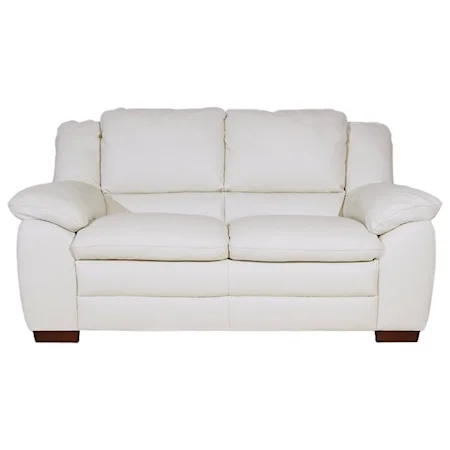 Casual Loveseat with Wooden Block Feet